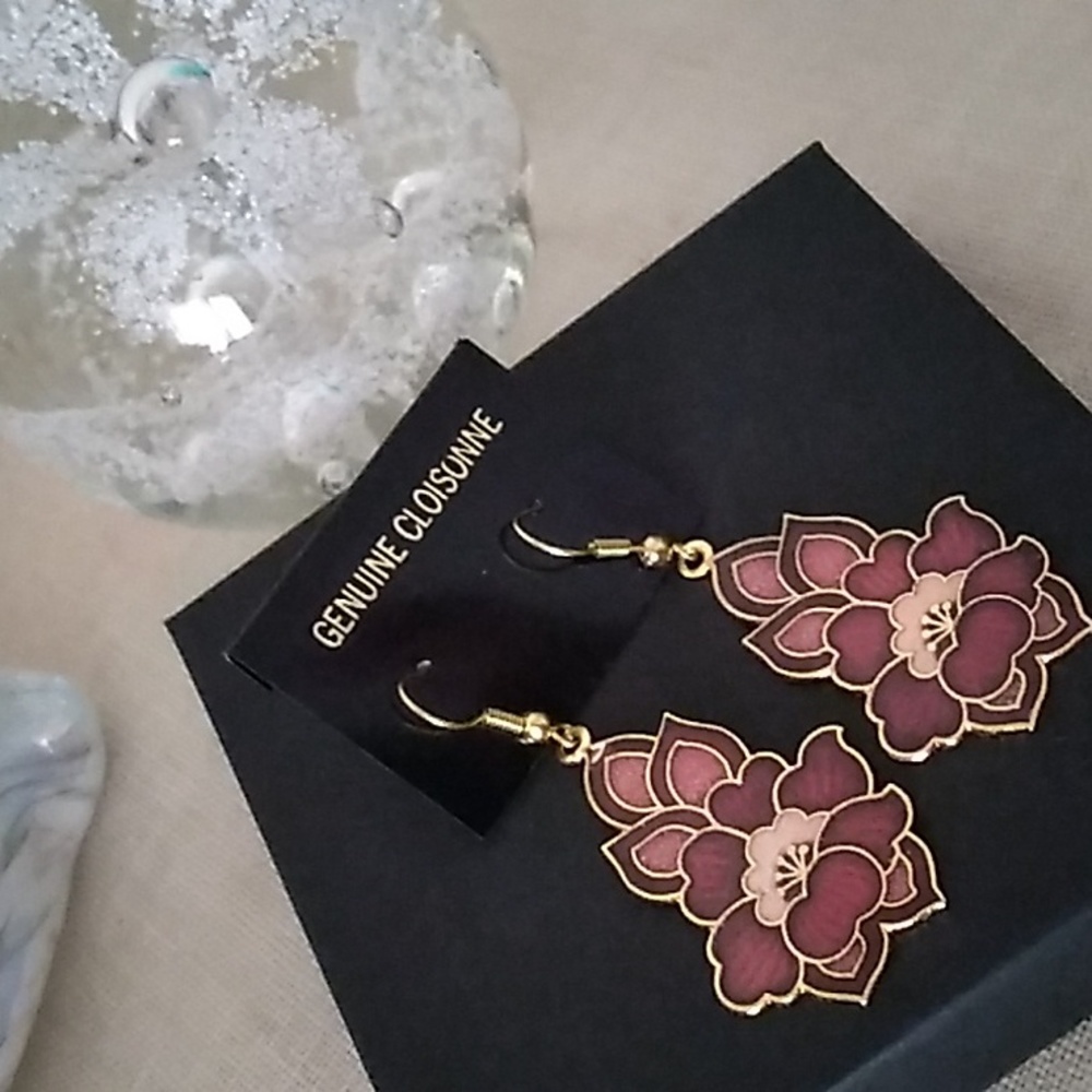 VINTAGE Cloisonne Earrings NEW OLD STOCK